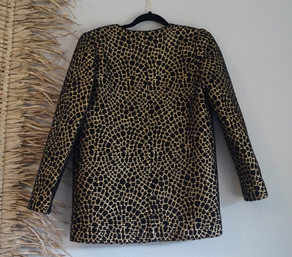 Vintage Gold Lamé and Black Velvet Blazer Jacket … - image 7