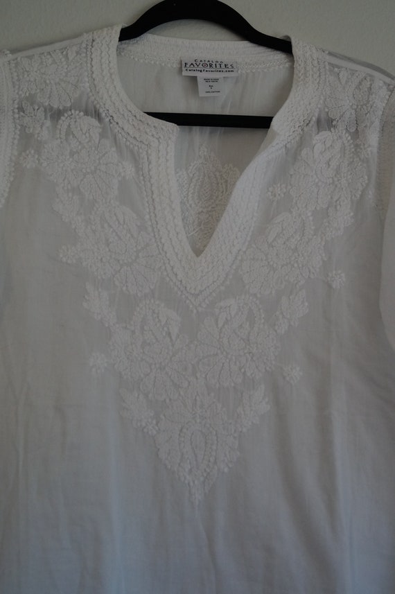 Embroidered Indian Summer Tunic Size Small - image 4