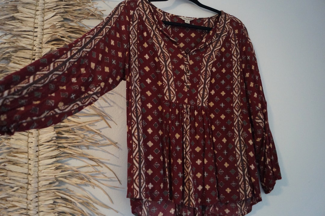 Lucky Brand Indian Peasant Blouse Size Medium Etsy