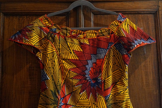 Vintage African Print Blouse Size Medium, Dutch W… - image 4