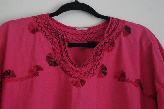 Heavily Embroidered Colorful Mexican Peasant Blou… - image 3