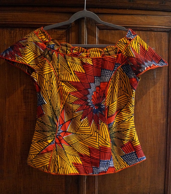 Vintage African Print Blouse Size Medium, Dutch W… - image 5