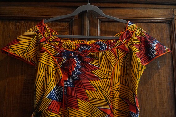 Vintage African Print Blouse Size Medium, Dutch W… - image 6