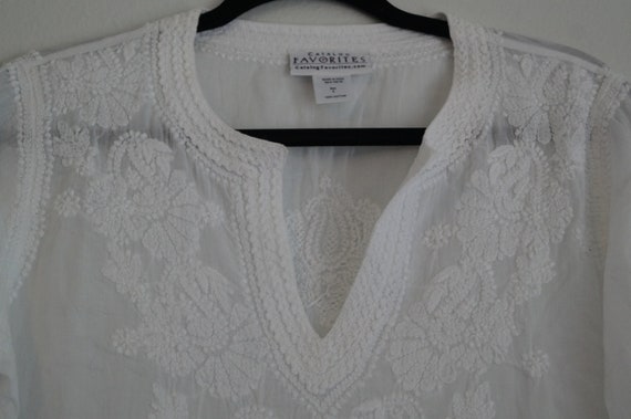 Embroidered Indian Summer Tunic Size Small - image 5