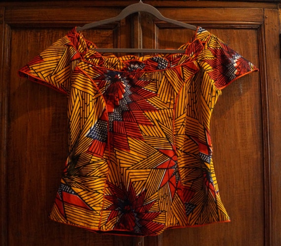 Vintage African Print Blouse Size Medium, Dutch W… - image 7