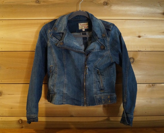 Dollhouse Motorcycle Jean Jacket, Vintage Blue Jea