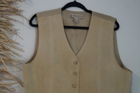 Vintage 1980s Tan Suede Vest Size Large - image 2