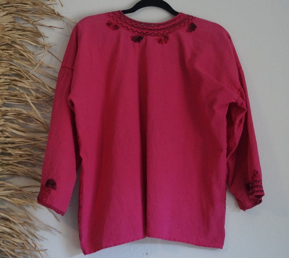 Heavily Embroidered Colorful Mexican Peasant Blou… - image 6