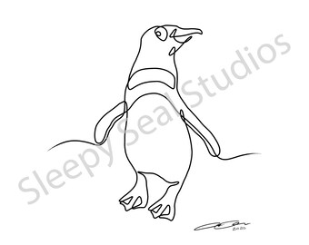 One Line Magellanic Penguin (Digital Print Download)