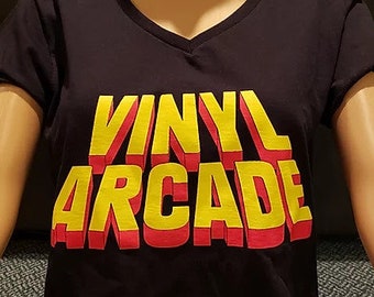T-shirt femme vinyle Arcade à col en V
