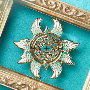 Throne Angel Gold Enamel Pin, Biblically Accurate Angel Accessory, Angelcore Fashion