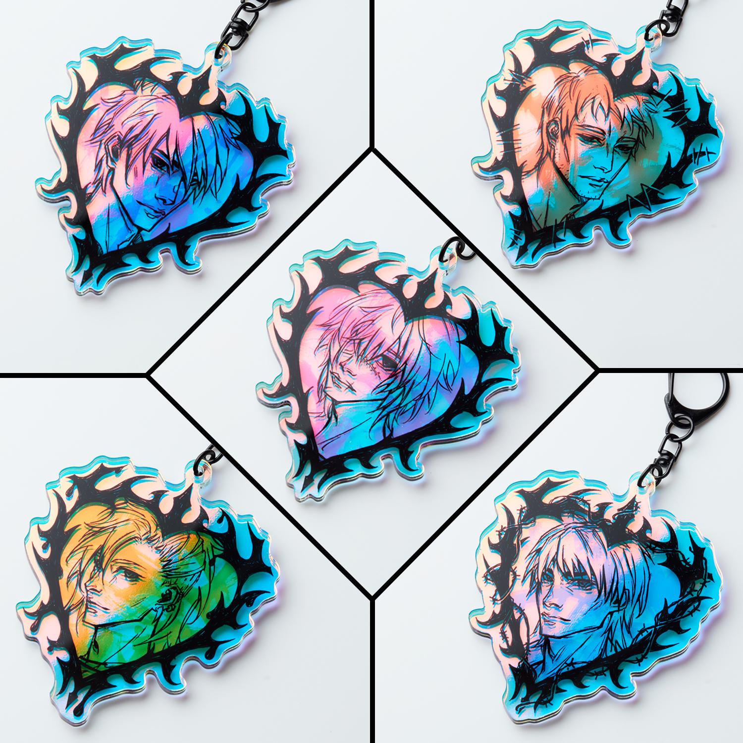 Towa, Taku, Rei, Madarame, Fujieda Slow Damage Charms | BL Game Keychain | Holo Acrylic Keychain