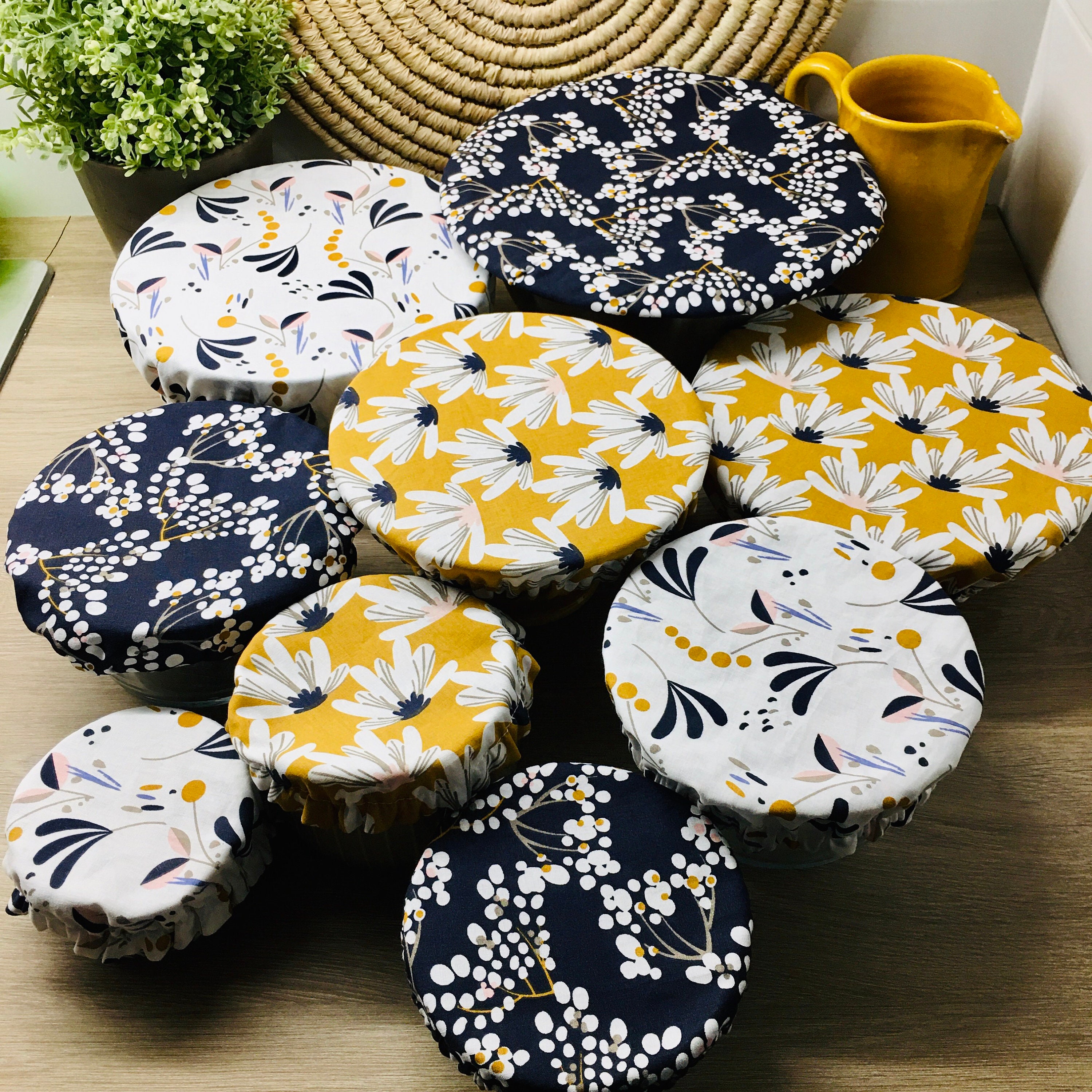 Lot de 3 Charlottes/Couvres Plats Élastique en Tissu Doublé Certifié Oeko Tex