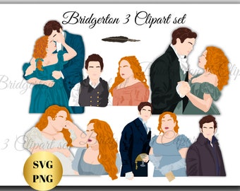 Collin Bridgerton and Penelope Featherington Clipart set SVG AND PNG.Bridgerton three, Bridgerton series