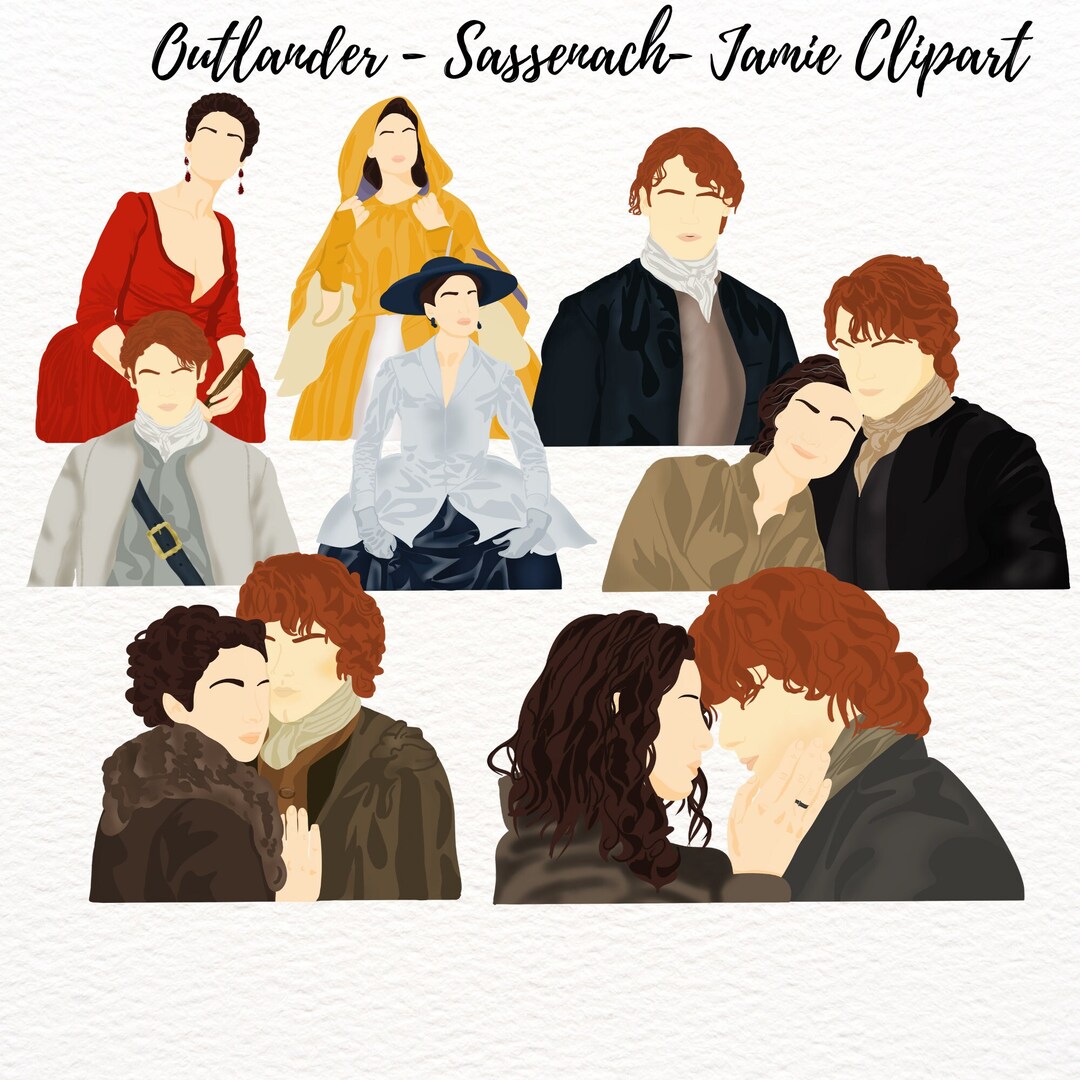 Sassenach, Outlander Jamie Y Claire Fraser Clipart Set, PNG, Serie ...