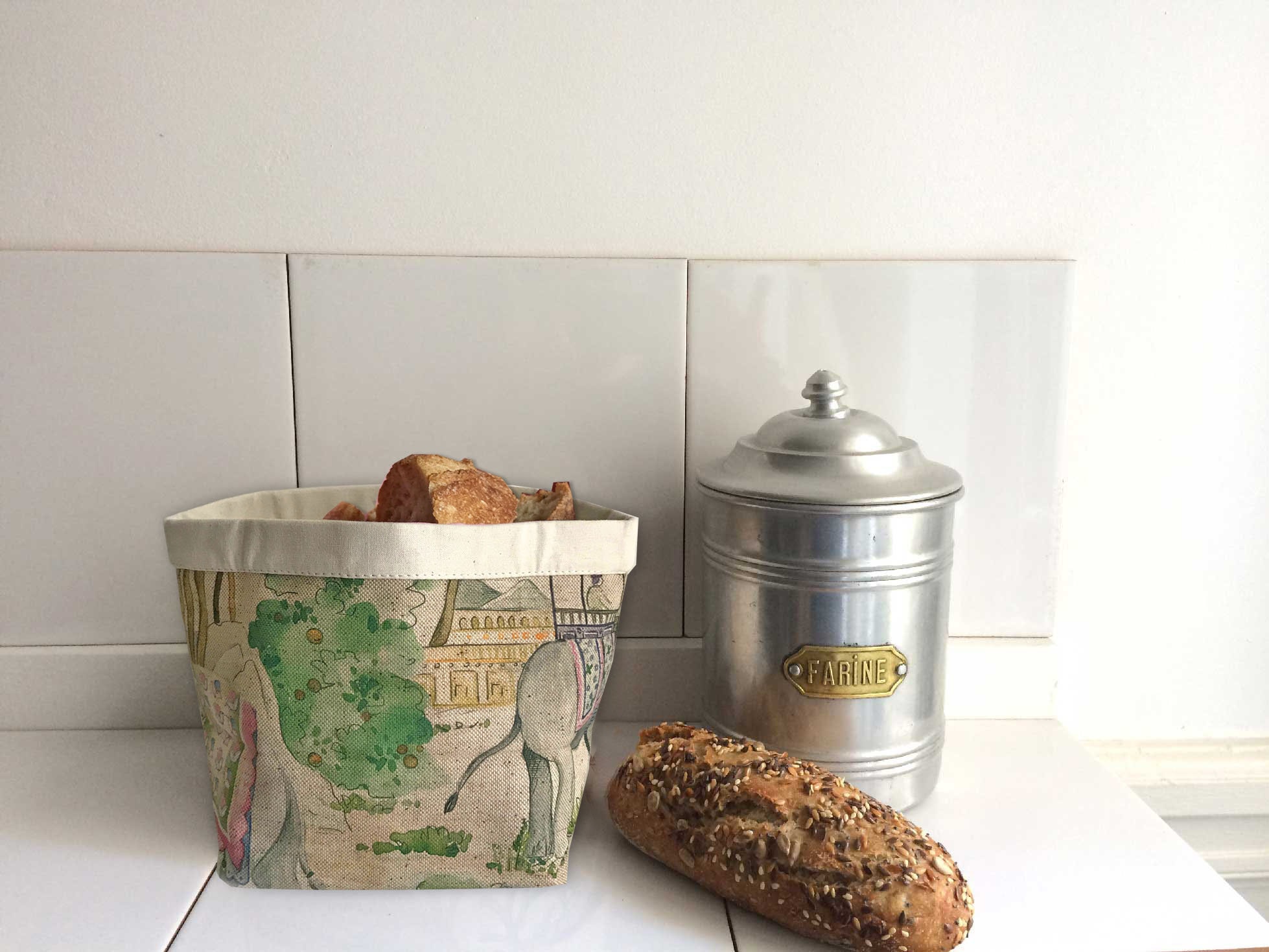 Panière en Toile de Jouy