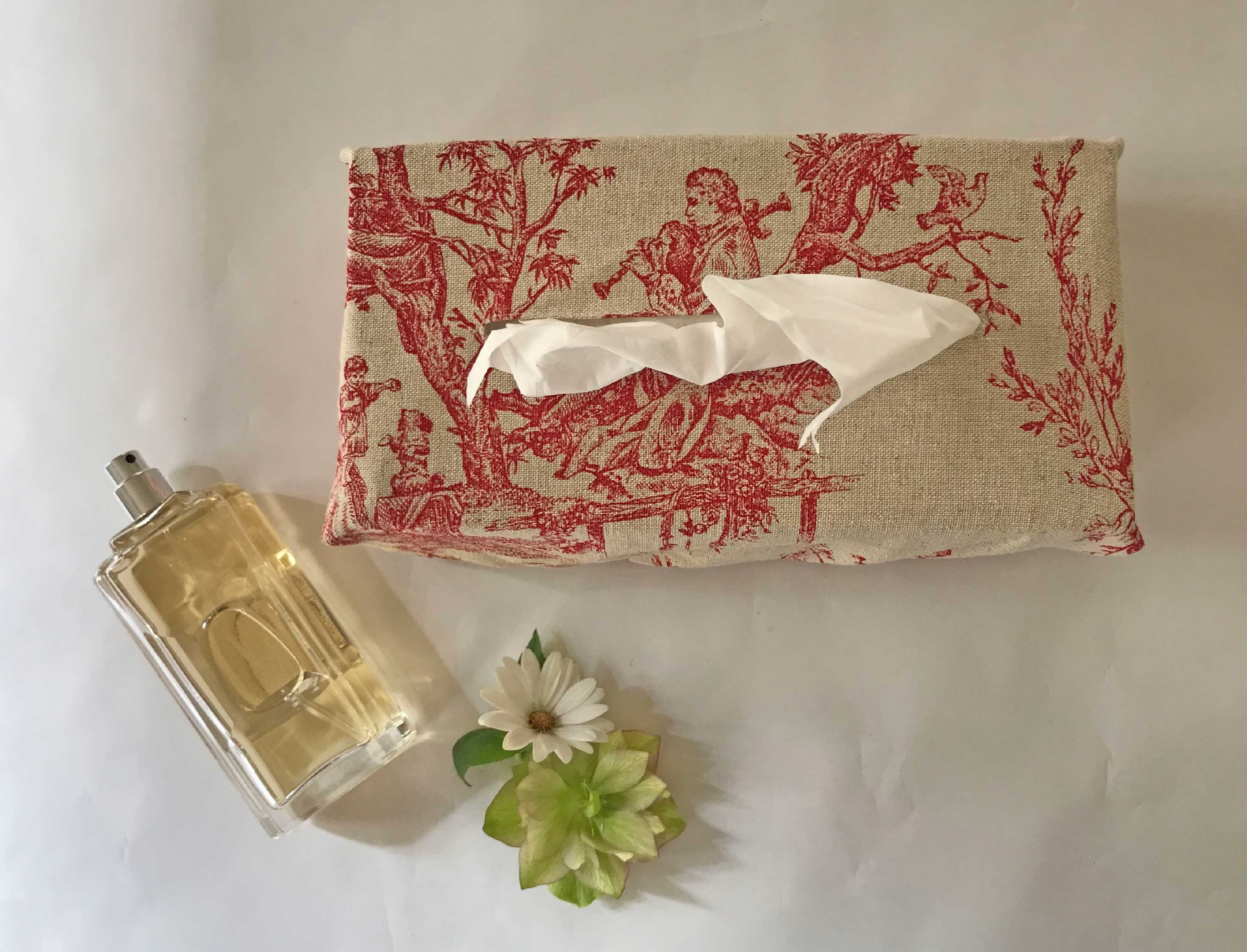 Etui Boîte à Mouchoirs Toile de Jouy