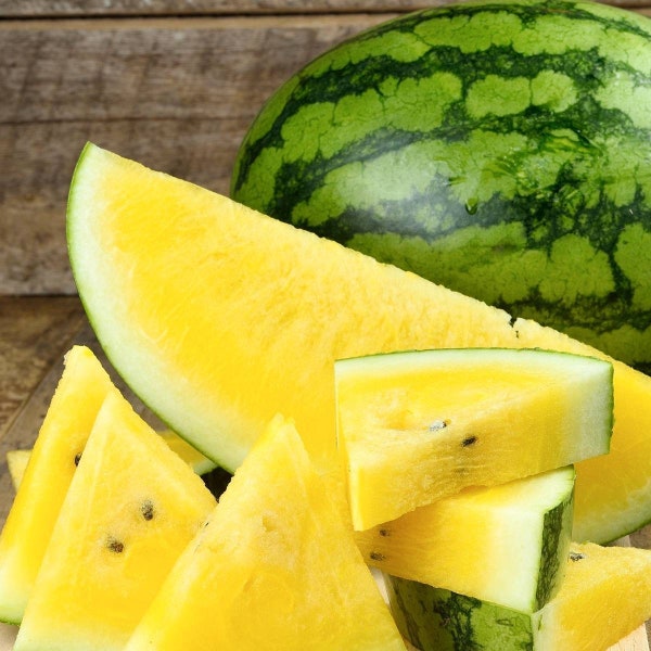 Yellow Crimson Watermelon Seeds | Open Pollinated Non GMO Heirloom Sweet Tropical Exotic Melon USA Garden Fruit Seed Fresh For 2024 Season