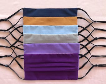 Cotton-Blend Triple Layer Face Mask, Face Mask with Adjustable Ear Loops - Adult and kid Sizes