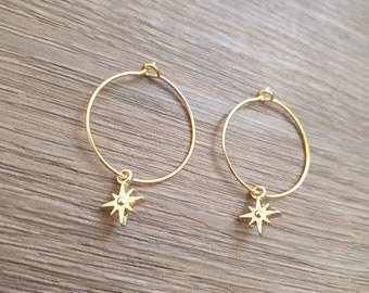 Gold Colour Tiny Star Celestial Hoop Earrings