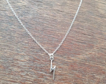 Silver Plated Tiny Lightning Bolt Pendant Necklace