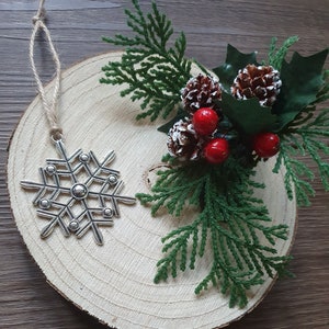 Christmas Hanging Silver Snowflake Tree Decoration Twine
