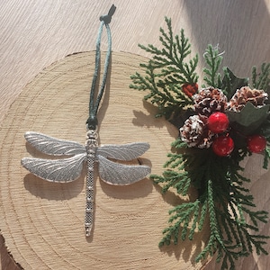 Christmas Hanging Silver Dragonfly Decoration
