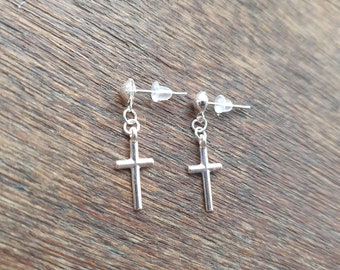 A/&G Rock Sterling Silver FDL Cross Stud Earrings