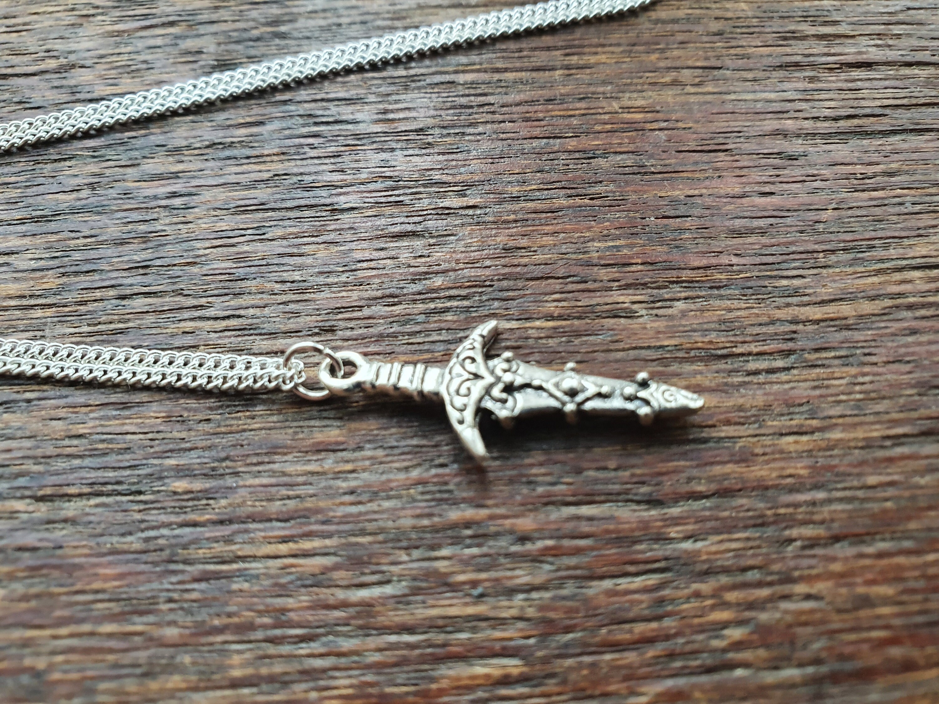 Silver Plated Dagger Pendant Necklace Etsy