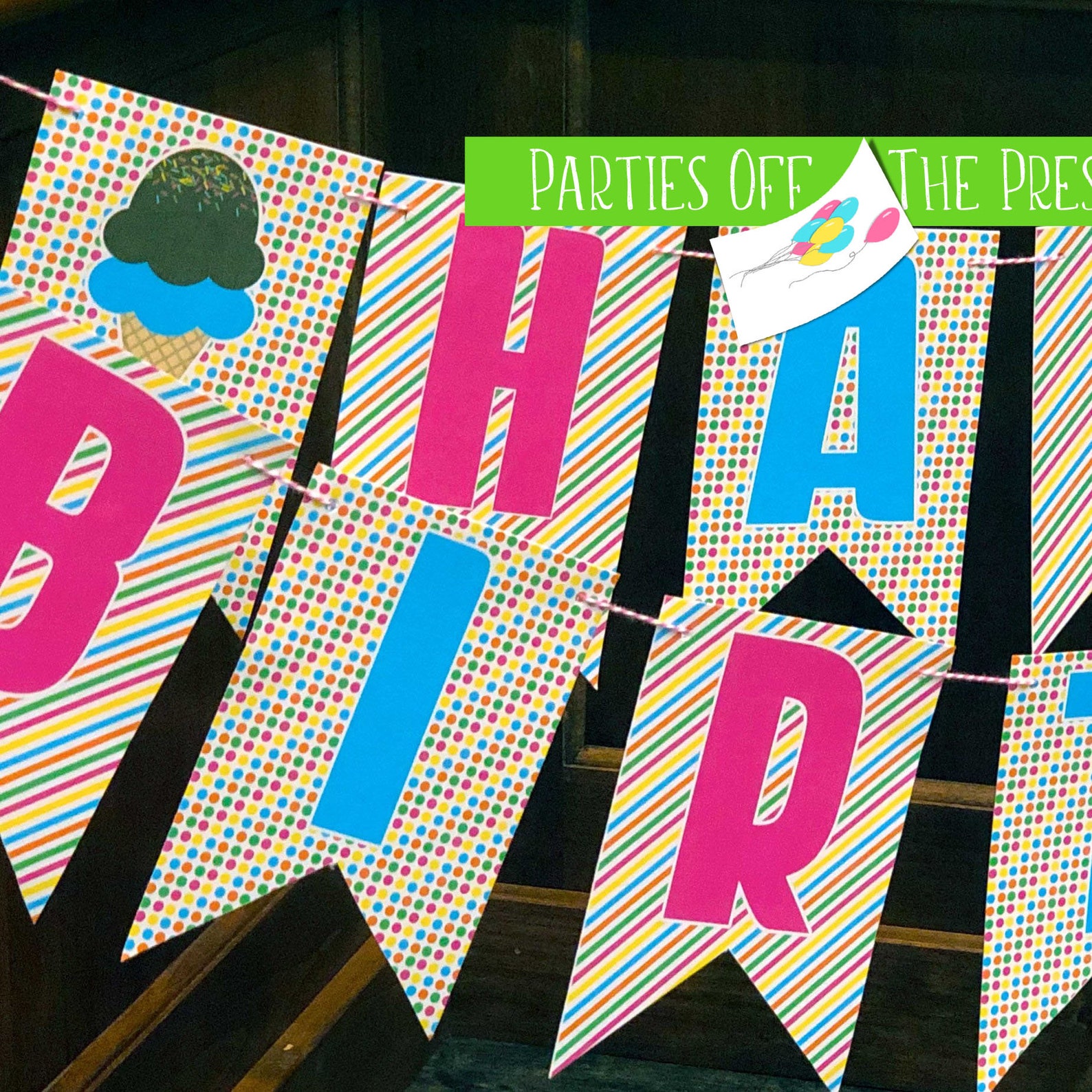 Ice Cream Party Banner INSTANT DOWNLOAD | Etsy