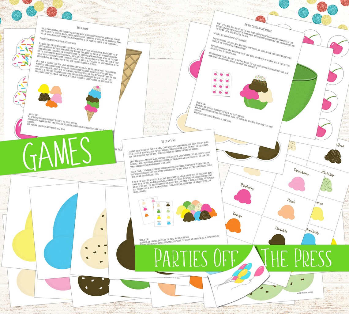 Ice Cream Party Games INSTANT DOWNLOAD Etsy