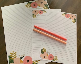 Pink Floral Stationery Printable Full Size