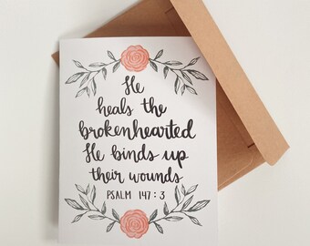 Sympathy & Comfort Card // Psalm 147:3 // JW Greeting Card