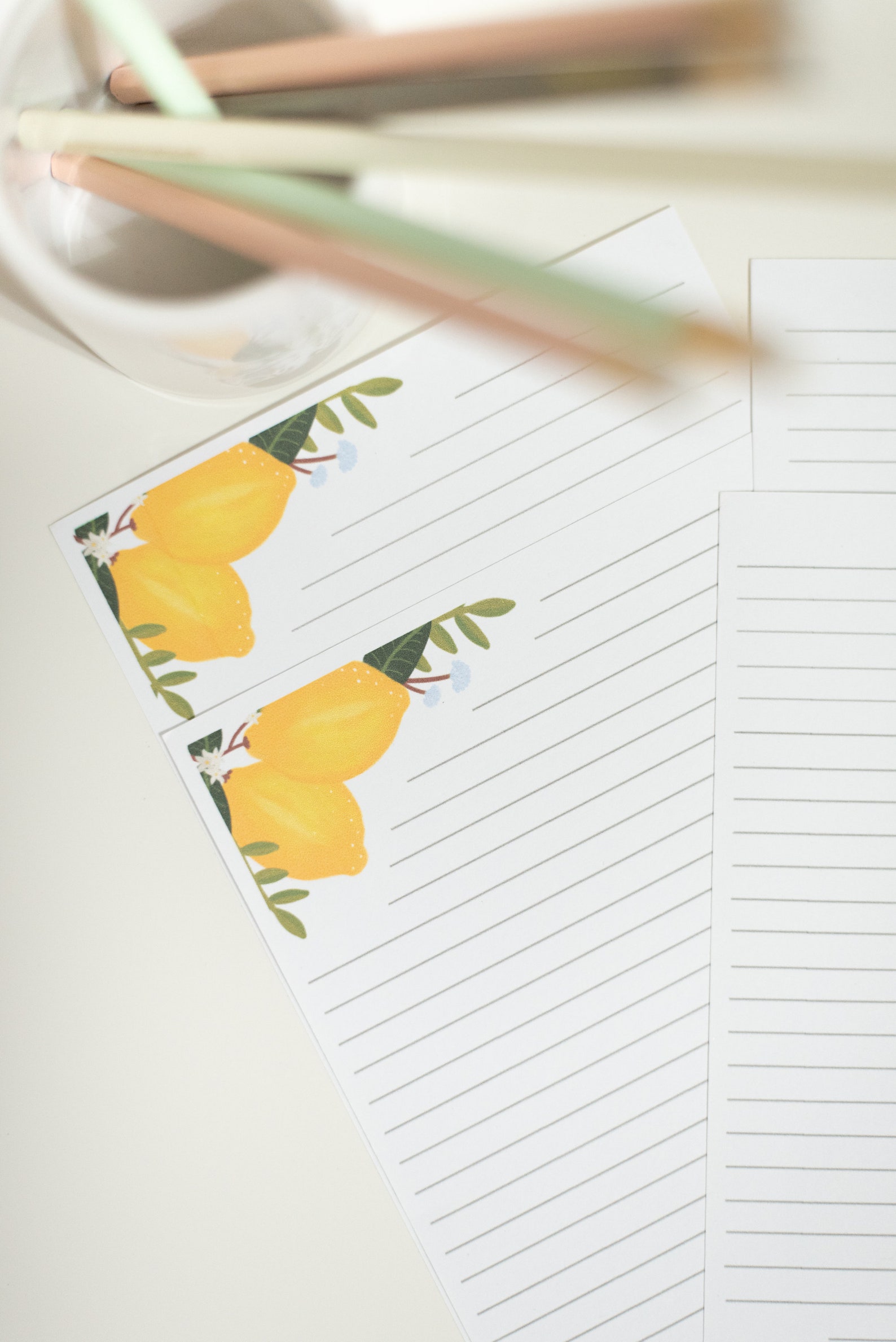 Lemon Stationery Printable Half Size // Small Letter Writing | Etsy