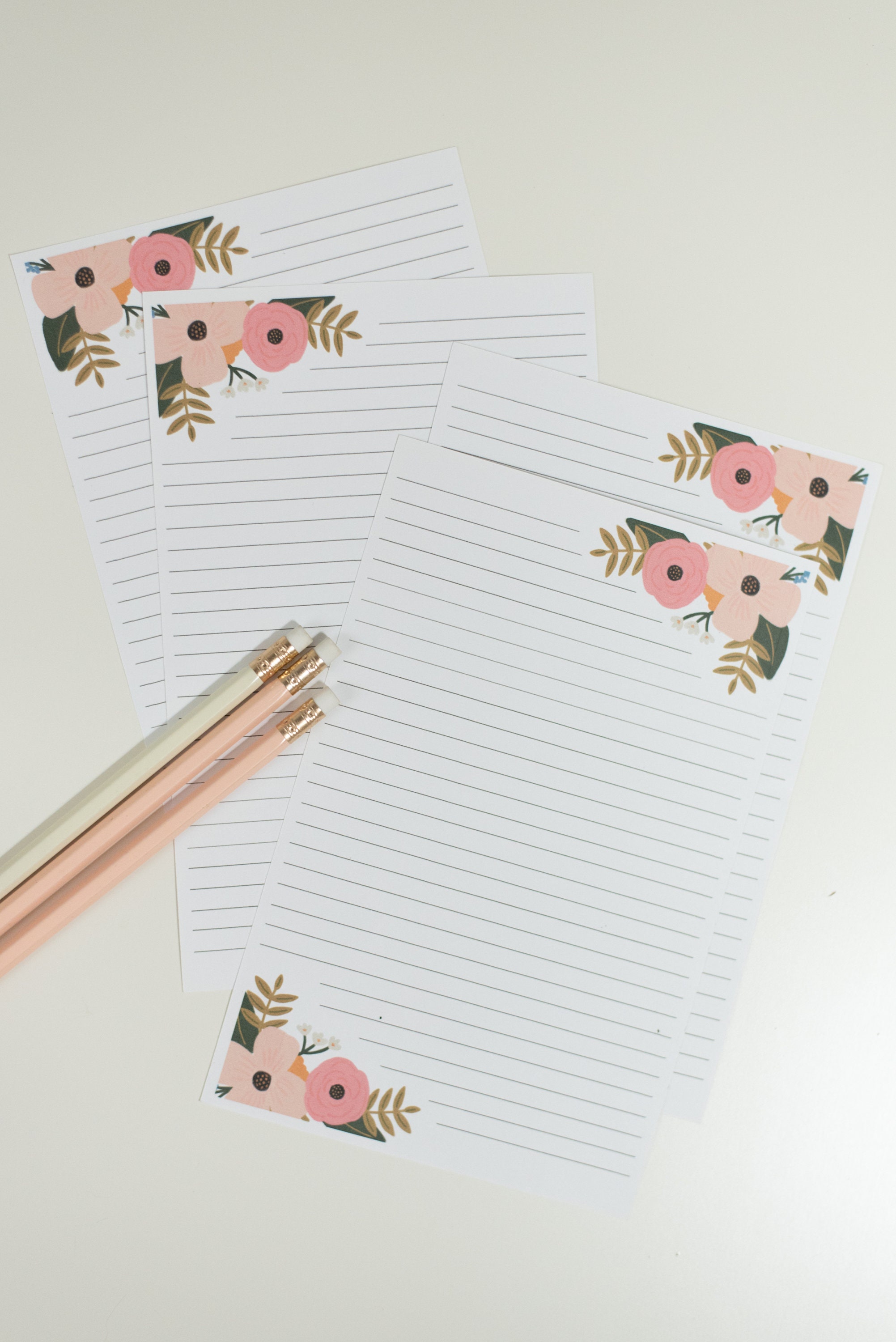 Pink Floral Stationery Printable Half Size // Small Letter Etsy
