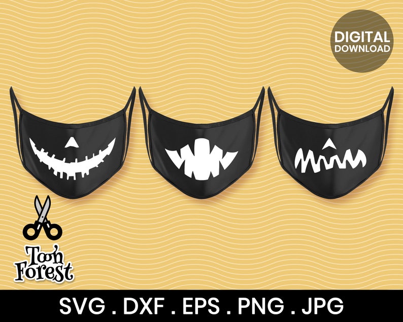 20 Pumpkin mouths silhouette SVG DXF EPS and Png cut files Etsy