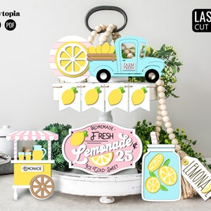 Lemon SVG | Lemonade SVG  | Summer Tiered Tray, Farmhouse Home Décor, Glowforge Laser Cut File  | PDF Digital Download