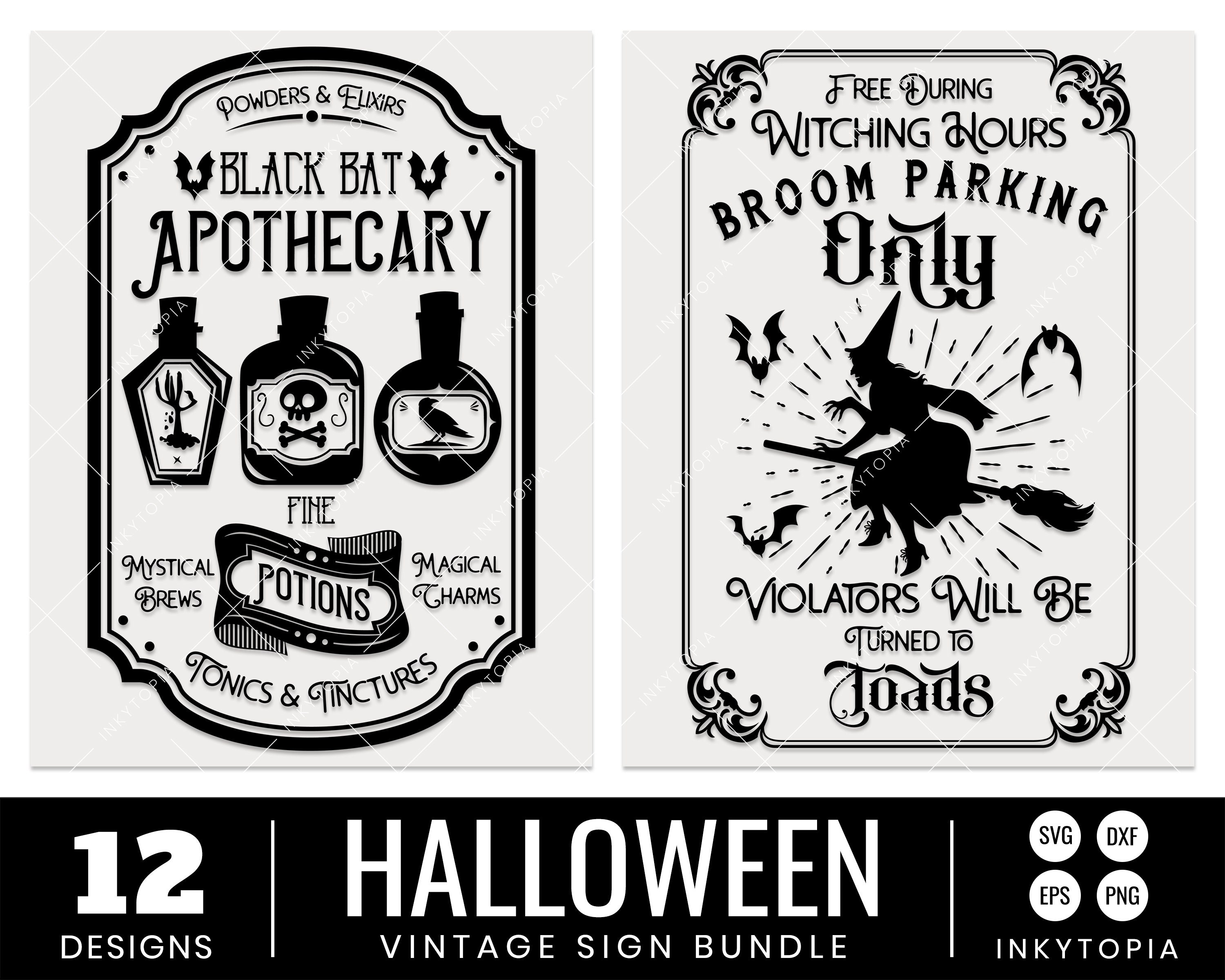 12 Vintage Halloween Signs and Labels SVG DXF EPS and Png Etsy