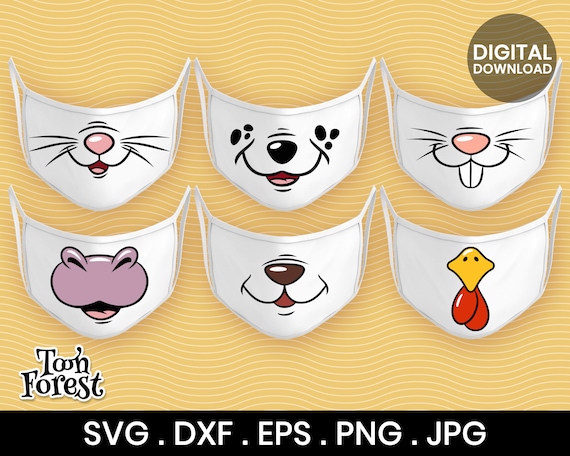 Download 6 Cute Animal Faces Svg Dxf Eps And Png Cut Files Bundle Etsy PSD Mockup Templates