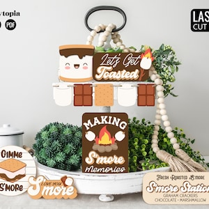 S&#39;more SVG | Camping Tiered Tray, Home Décor, Glowforge Laser Cut File  | PDF Digital Download