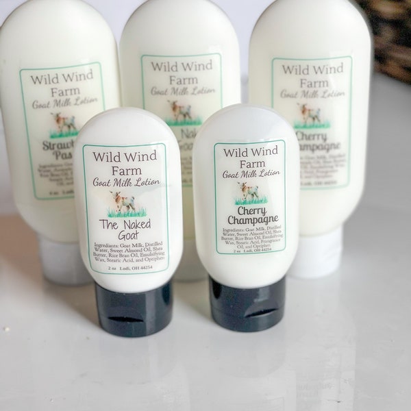 2 oz Goat Milk Lotion |Travel Size Easy Squeeze Bottle | Shea Butter, Avocado oil Moisturizer