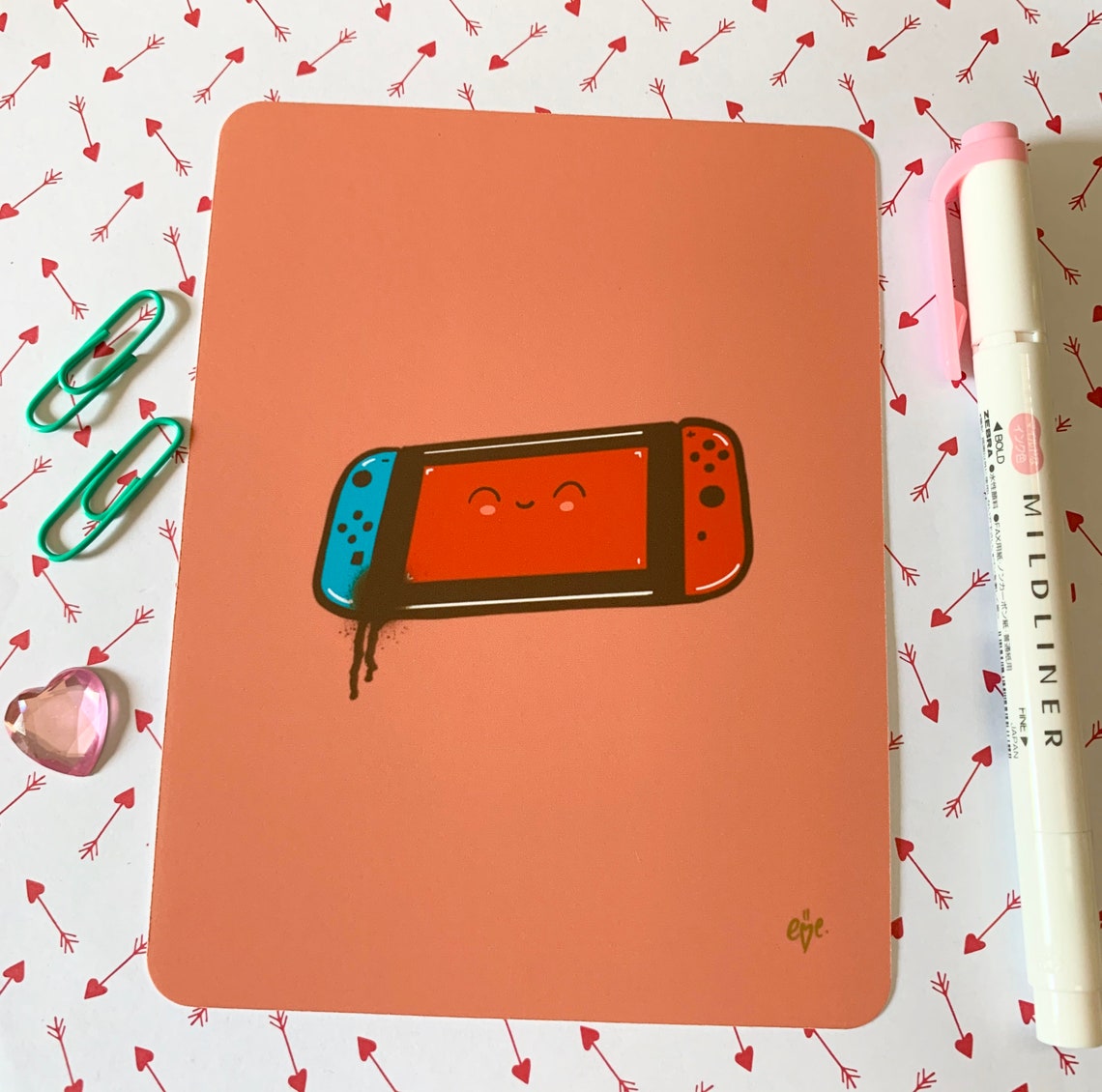 Kawaii Nintendo Switch Art Print Kawaii Illustration Cute Etsy