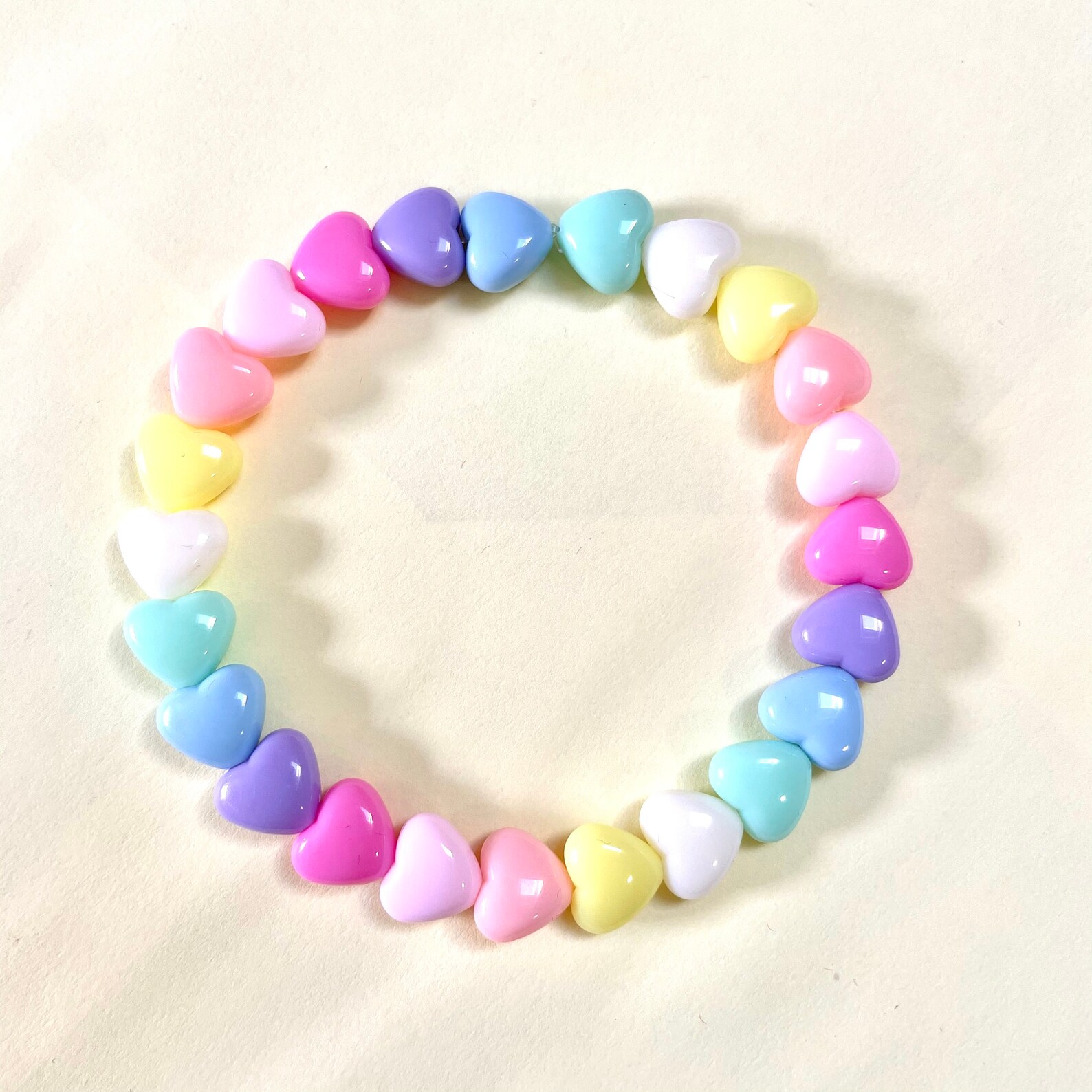 Rainbow Hearts Bracelet Elastic Bracelet Multi Colored Etsy