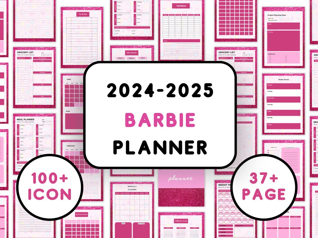 Digital Barbie Planner 20242025 Planner Personal Planner Etsy