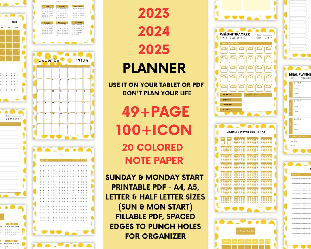 Digital Planner 202320242025 Planner Personal Planner Pack Etsy