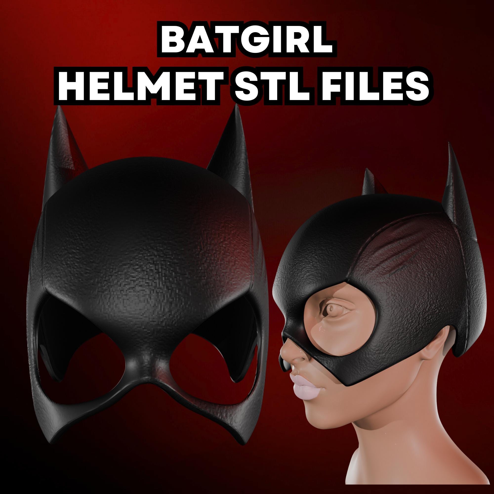 3D Batgirl Helmet, Textured Batgirl Mask, Batgirl Face Mask High Quality 3D Printer Model, STL File, 3D Model Stl File