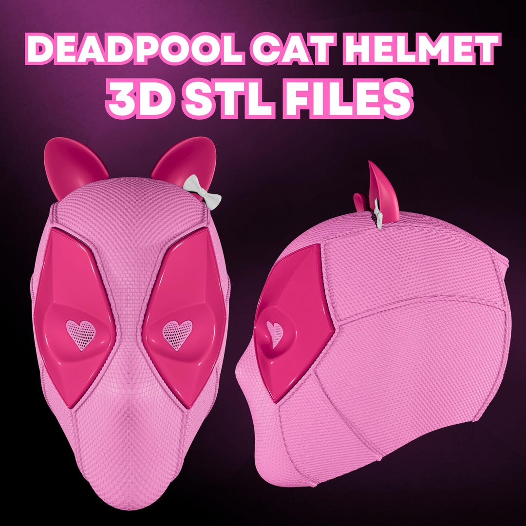 3D Hello Kitty Deadpool Helmet, Textured Cat Deadpool Mask, Pink ...