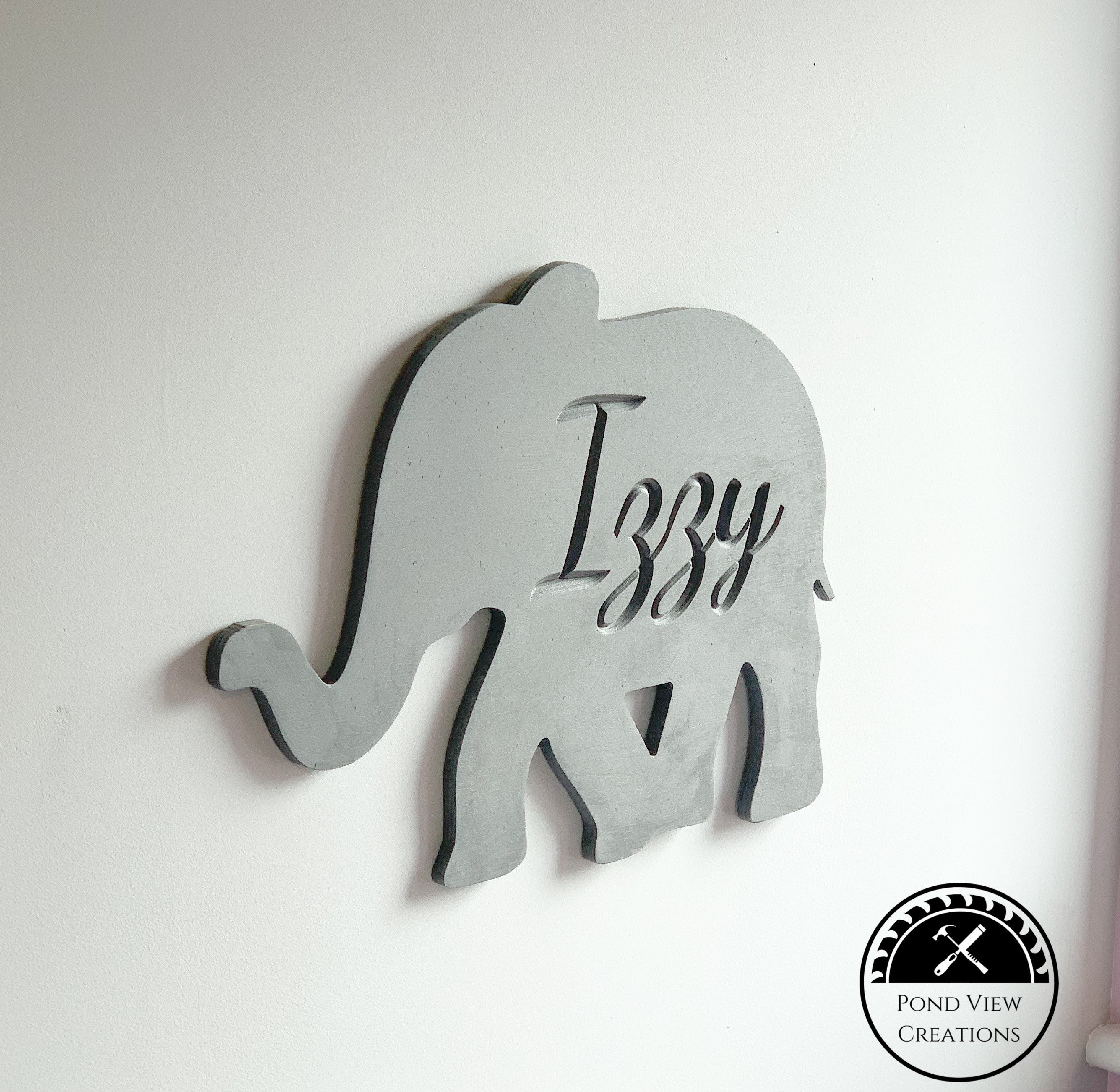 Handmade Wooden Wall Hanging Elephant with Name Small to Etsy