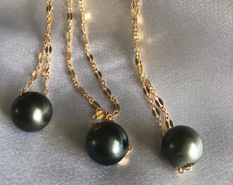 Beautiful Tahitian Floating Pearl 14K Gold Filled Necklace