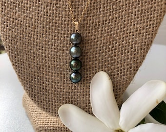 Drop Bar Tahitian Cultured Black Pearl Necklace